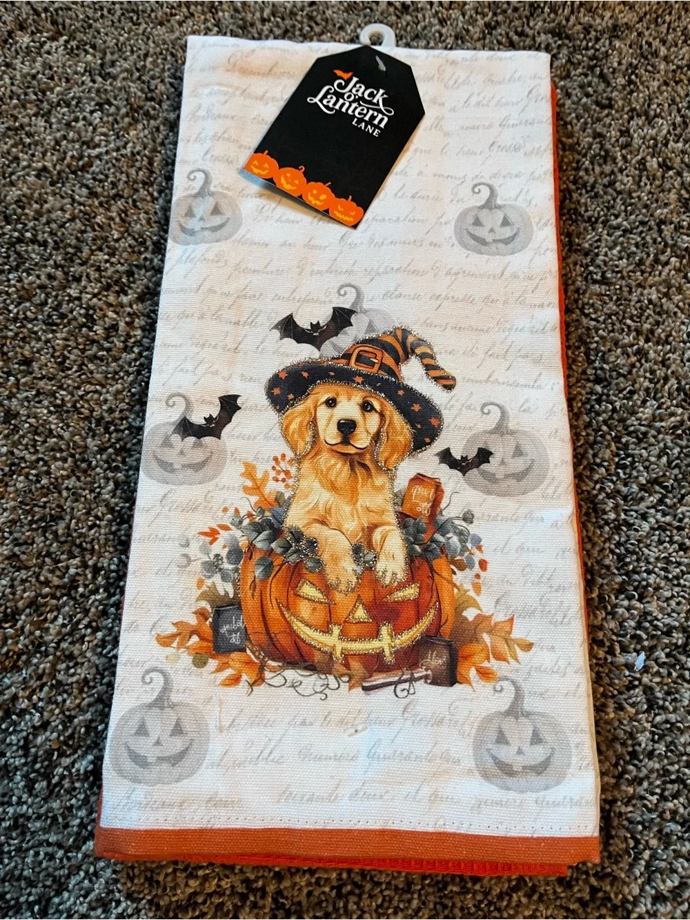 Jack Lantern Lane Halloween hand towels